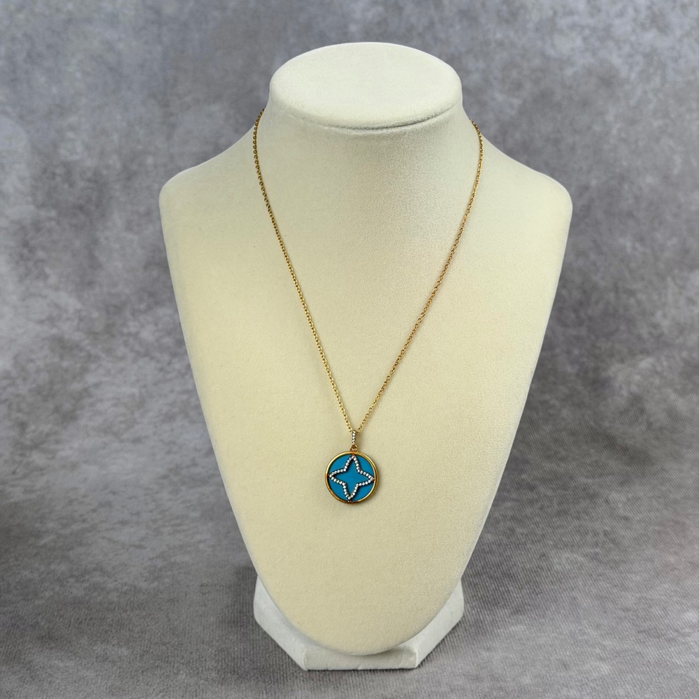 Freida Rothman Turquoise Star Pendant Necklace 14K Gold Plated Sterling Silver